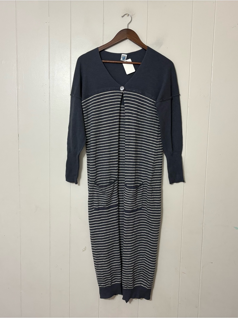 Portolano Cashmere Angora Blend Long Duster Cardigan Gray NWT Size L